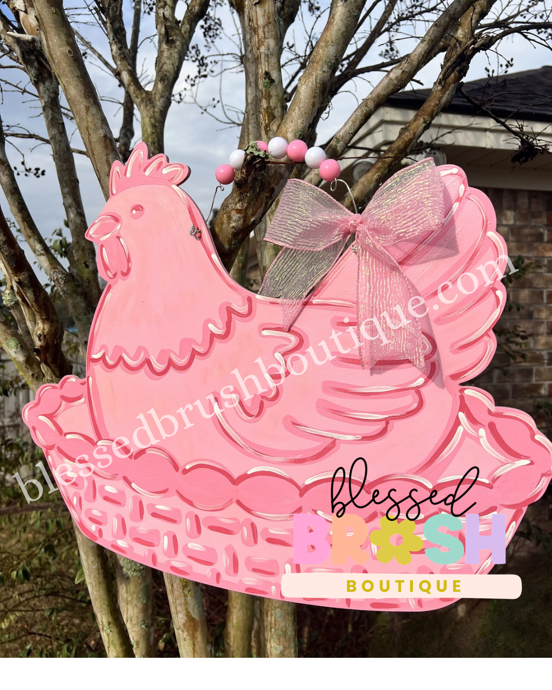 Vintage “Hen on a Nest” Inspired Door Hanger | Hand-Painted