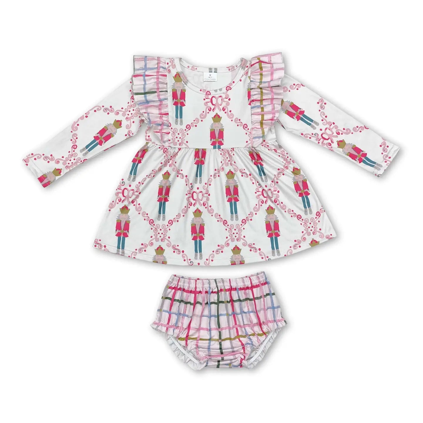 Long Sleeves King Ballet Tunic Plaid Bummies Girls Christmas Set