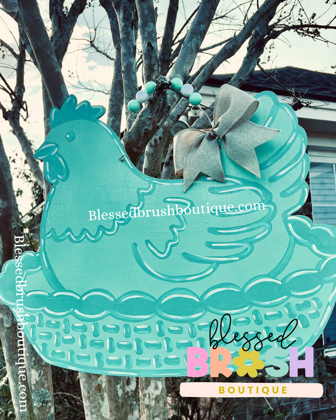 Vintage “Hen on a Nest” Inspired Door Hanger | Hand-Painted