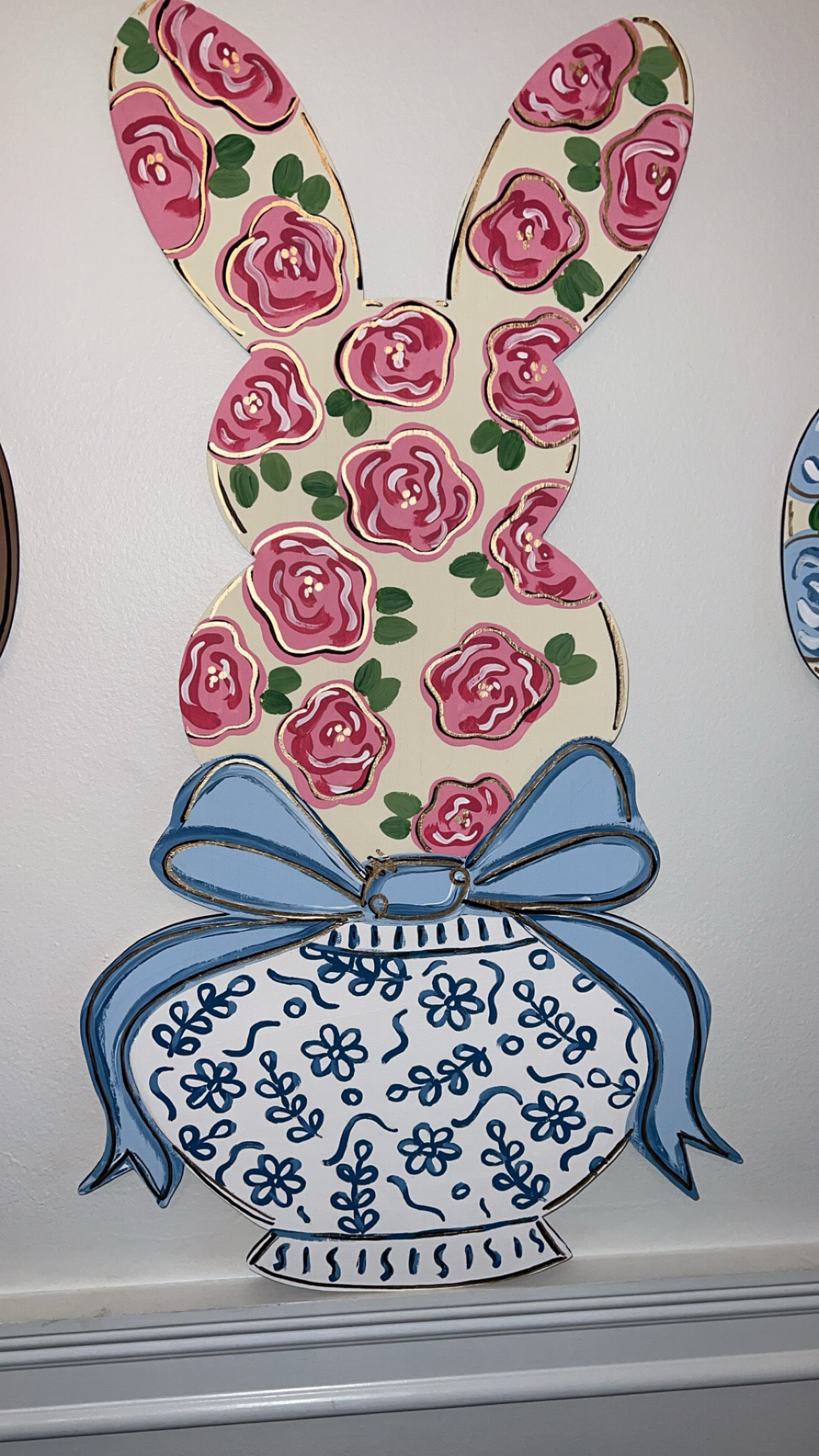 Bunny + Chinoiserie Door Hanger