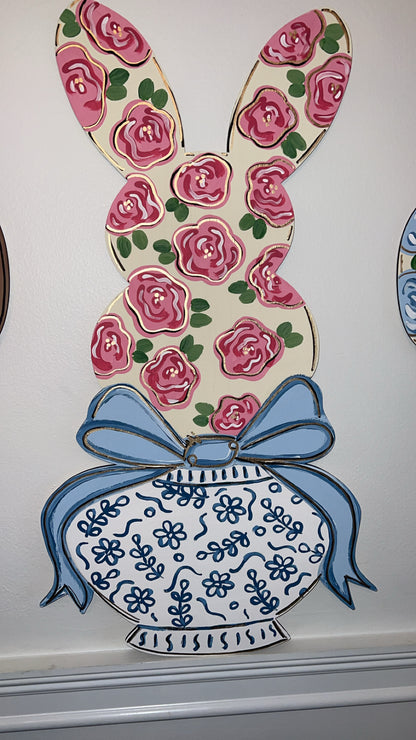 Bunny + Chinoiserie Door Hanger