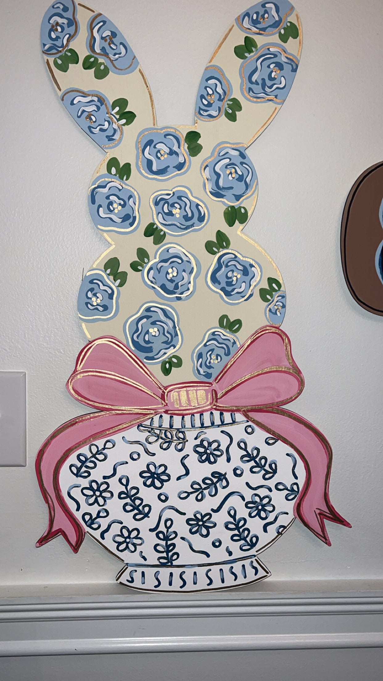 Bunny + Chinoiserie Door Hanger