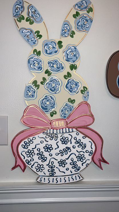 Bunny + Chinoiserie Door Hanger