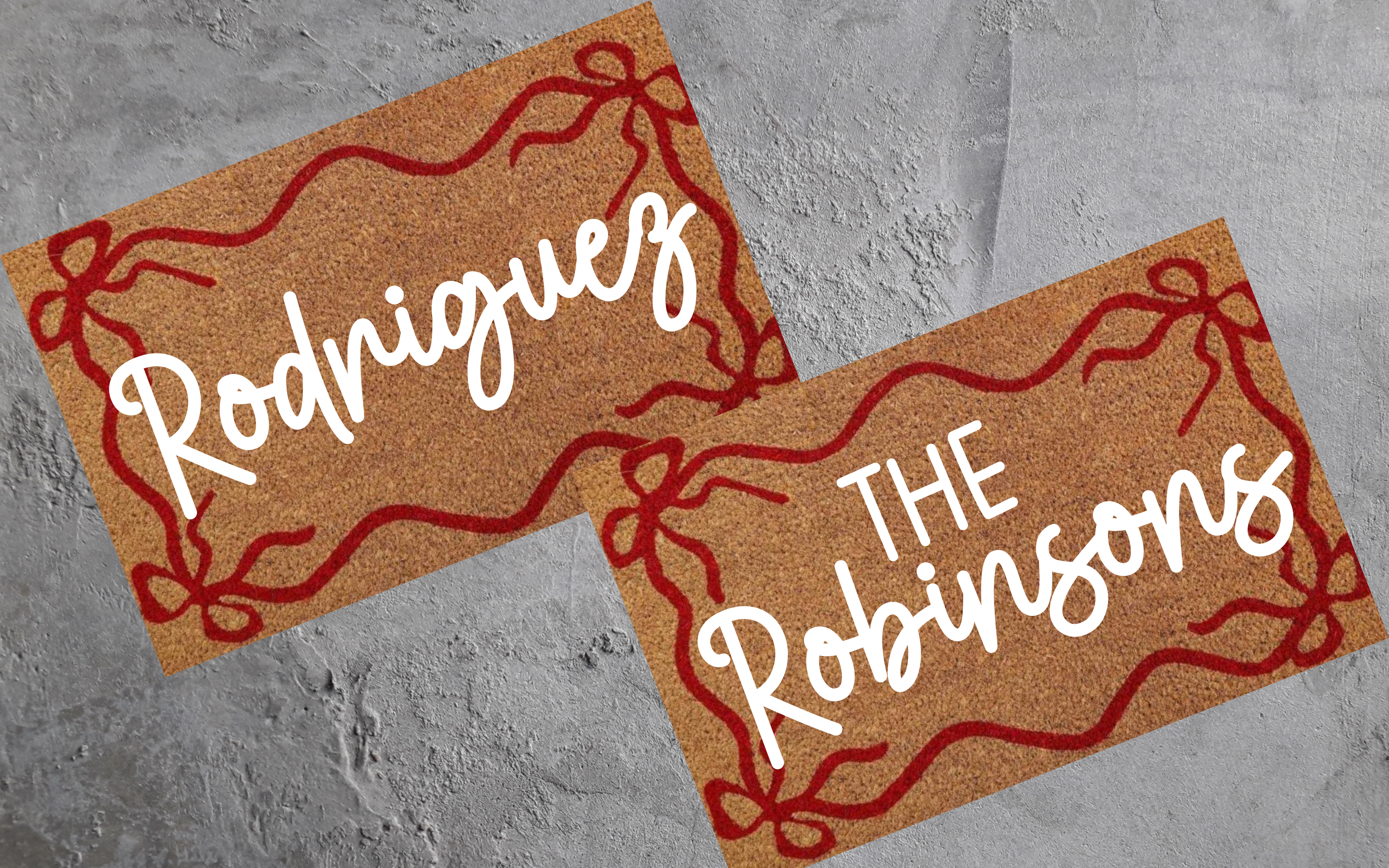 Red Bow Holiday Door Mat