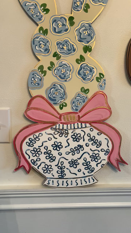 Bunny + Chinoiserie Door Hanger