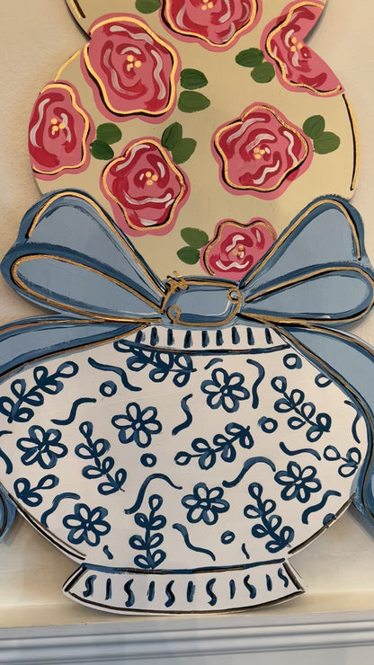 Bunny + Chinoiserie Door Hanger